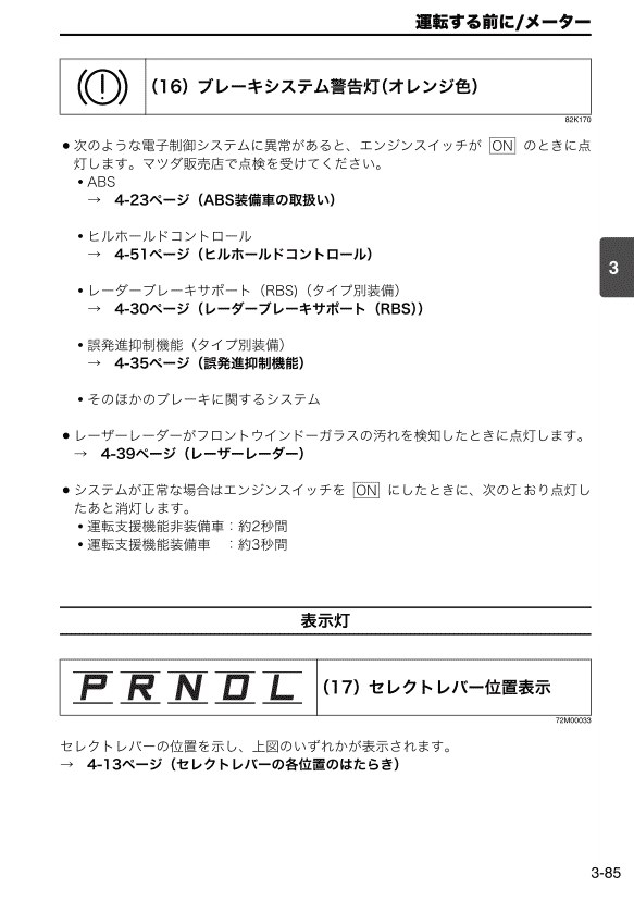 警告灯・表示灯